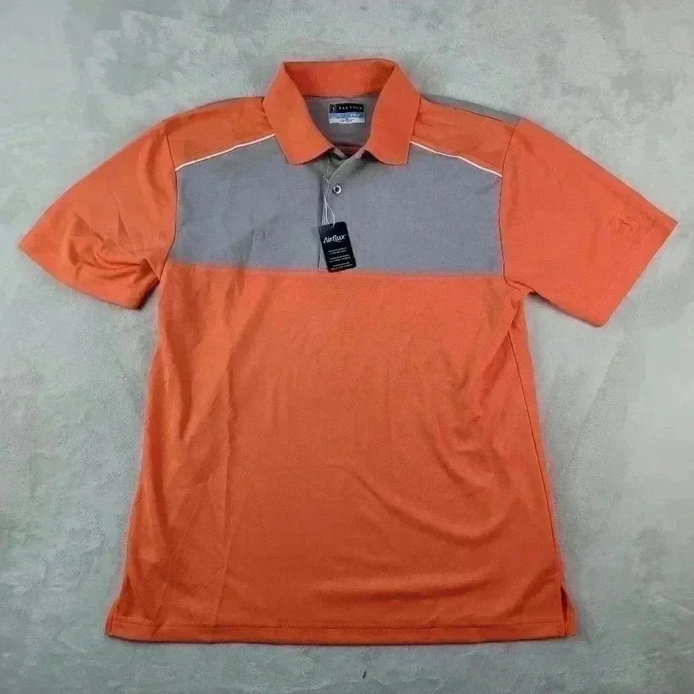 NWT Men's PGA tour Salmon short sleeve Airflux shirt size Med NWT Golf Polo